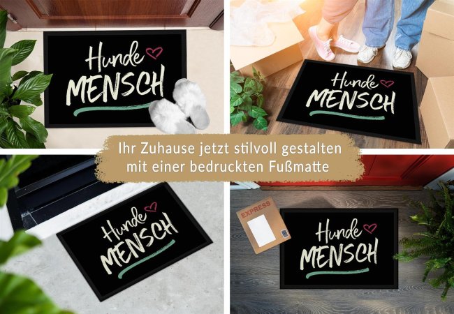 Fu&szlig;matte mit Spruch - Hundemensch - 75 x 50 cm