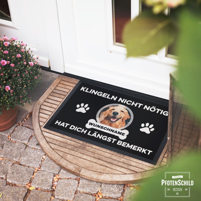 Fu&szlig;matte mit Spruch - Klingeln nicht n&ouml;tig - mit Foto und Name - 60 x 40 cm
