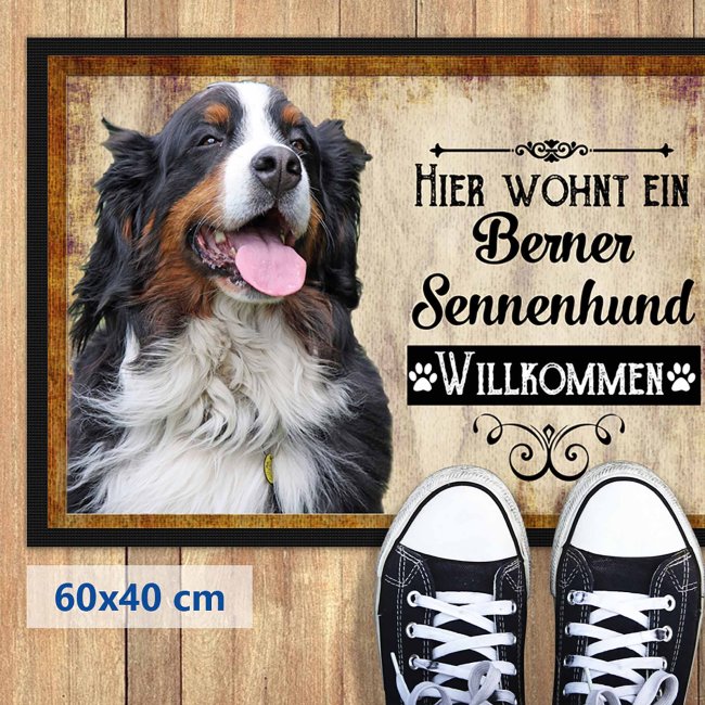 Fu&szlig;matte mit Hundemotiv - Hunderasse Berner Sennenhund - 60 x 40 cm