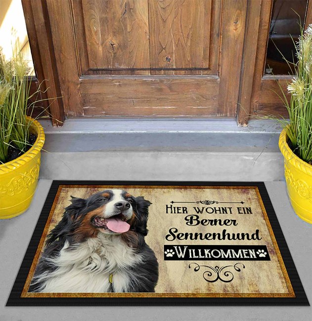 Fu&szlig;matte mit Hundemotiv - Hunderasse Berner Sennenhund - 60 x 40 cm