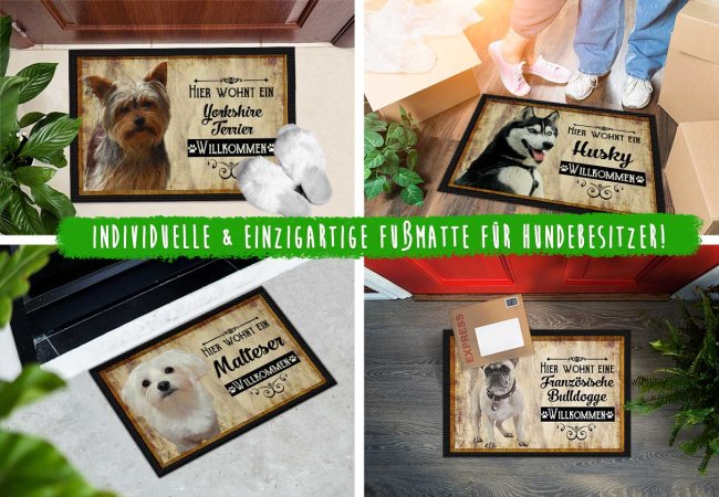 Fu&szlig;matte mit Hundemotiv - Hunderasse Berner Sennenhund - 60 x 40 cm