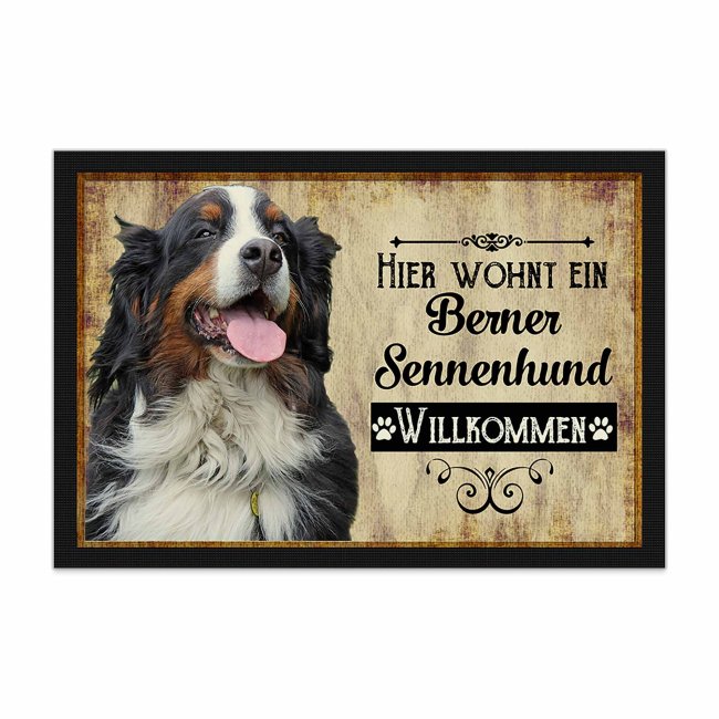 Fu&szlig;matte mit Hundemotiv - Hunderasse Berner Sennenhund - 60 x 40 cm