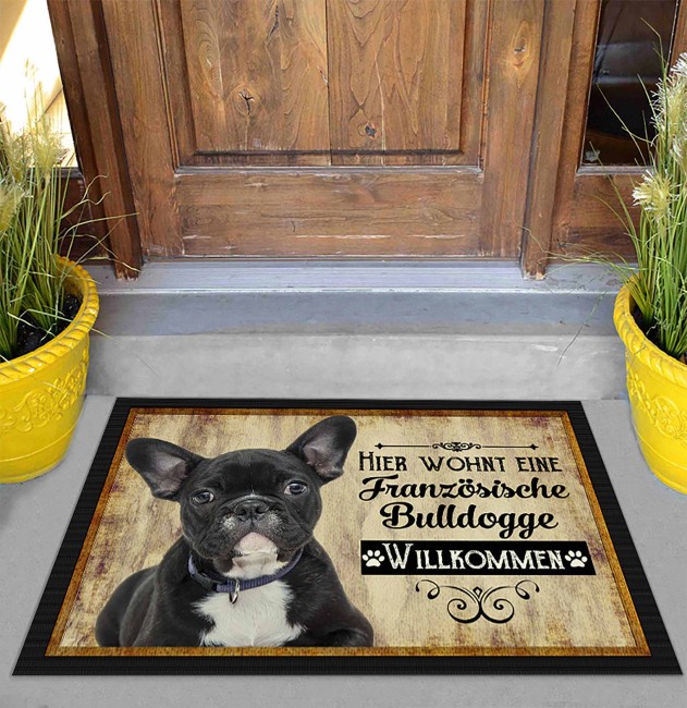 Fu&szlig;matte mit Hundemotiv - Hunderasse franz. Bulldogge schwarz - 60 x 40 cm