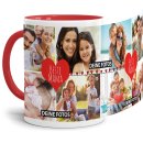 Tasse mit Fotocollage - Beste Mama - Innen &amp; Henkel Rot