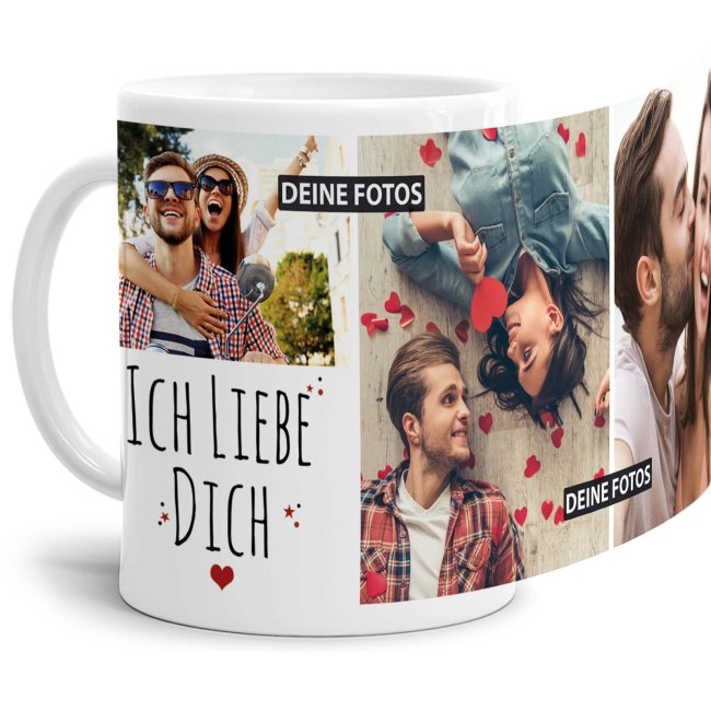 Tasse mit Fotocollage - Ich liebe Dich - Wei&szlig;