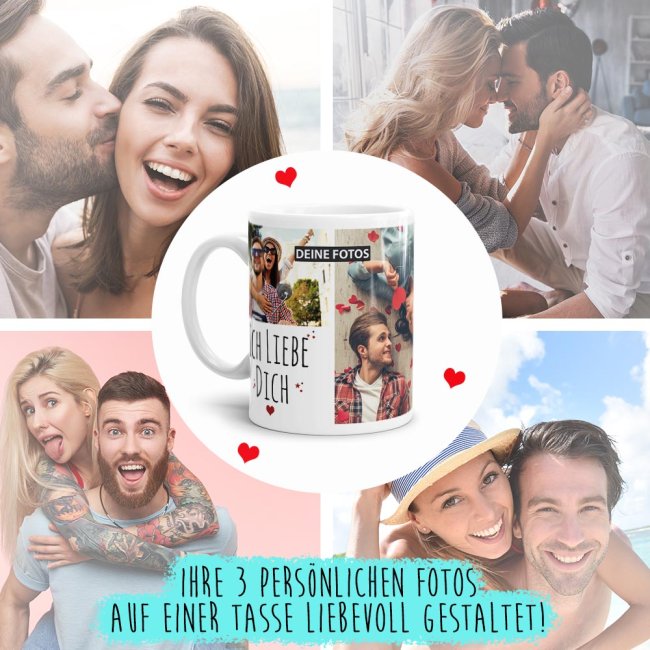 Tasse mit Fotocollage - Ich liebe Dich - Wei&szlig;