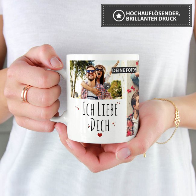 Tasse mit Fotocollage - Ich liebe Dich - Wei&szlig;