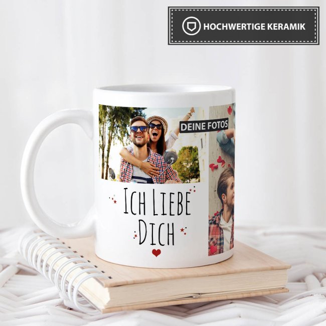 Tasse mit Fotocollage - Ich liebe Dich - Wei&szlig;