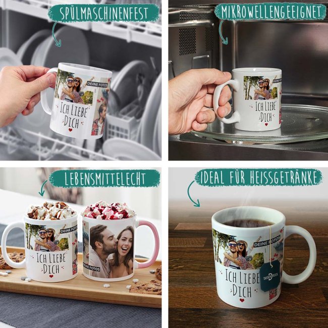 Tasse mit Fotocollage - Ich liebe Dich - Wei&szlig;