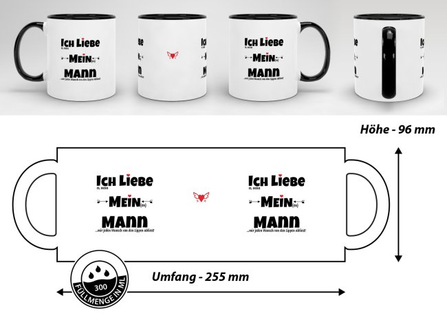 Tasse mit Spruch Ich liebe meinen Mann, wenn er mir jeden Wunsch vo