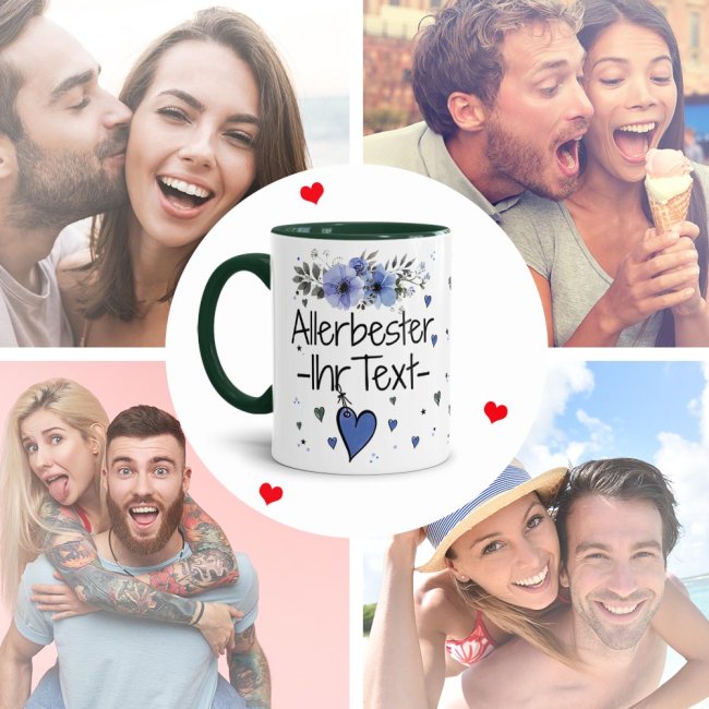Tasse mit Spruch - Allerbeste Ihr Name weiblich - zum selbst Beschriften mit dem eigenen Kosenamen - Innen &amp; Henkel Dunkelgr&uuml;n