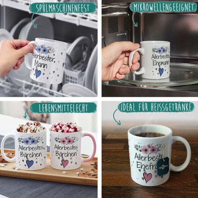 Tasse mit Spruch - Allerbeste Ihr Name weiblich - zum selbst Beschriften mit dem eigenen Kosenamen - Innen &amp; Henkel Dunkelgr&uuml;n